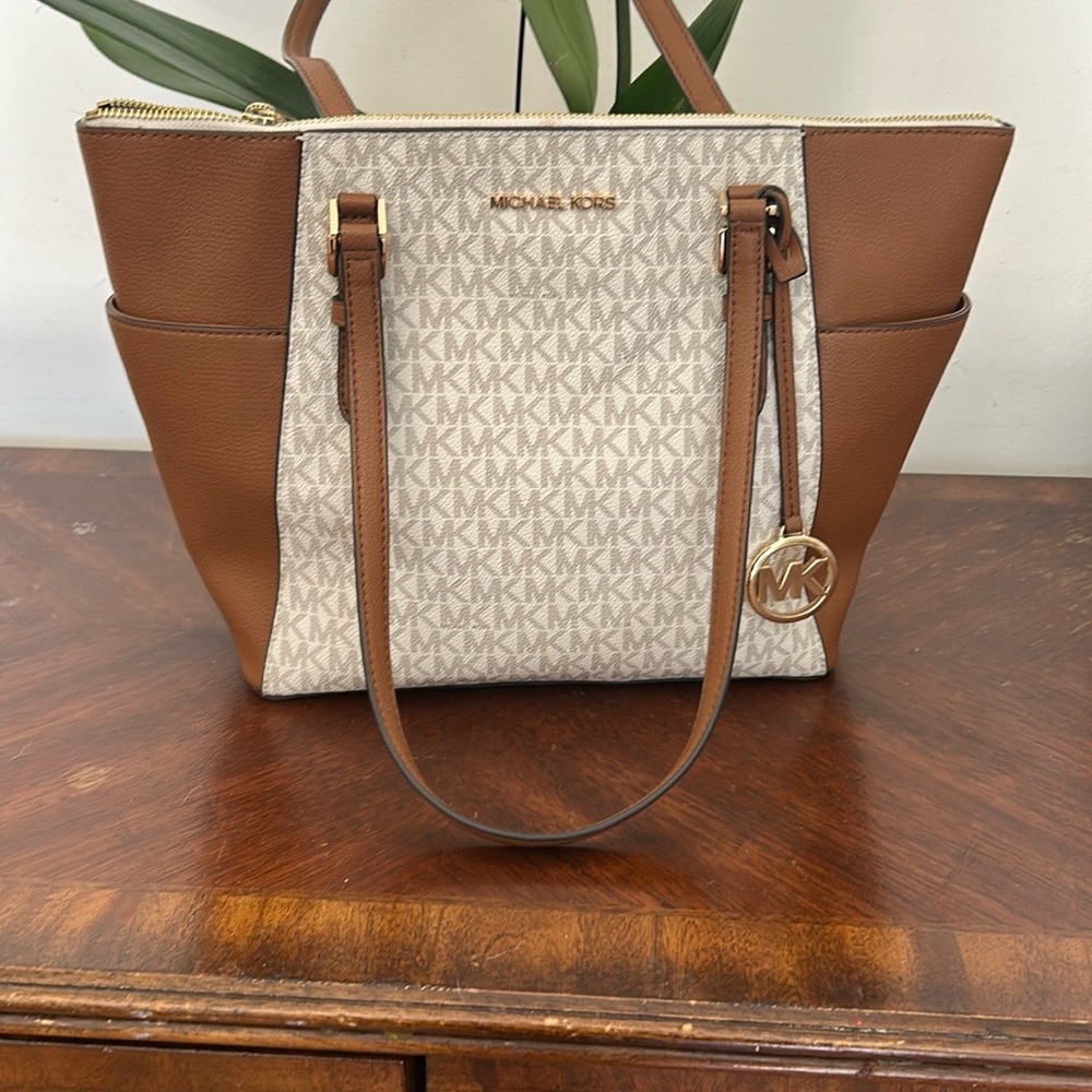 Michael Kors Brown and Cream Tote Bag